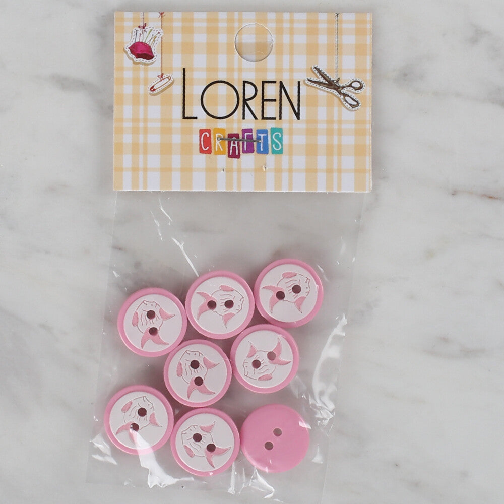 Loren Crafts pembe 8'li balık düğme - 571